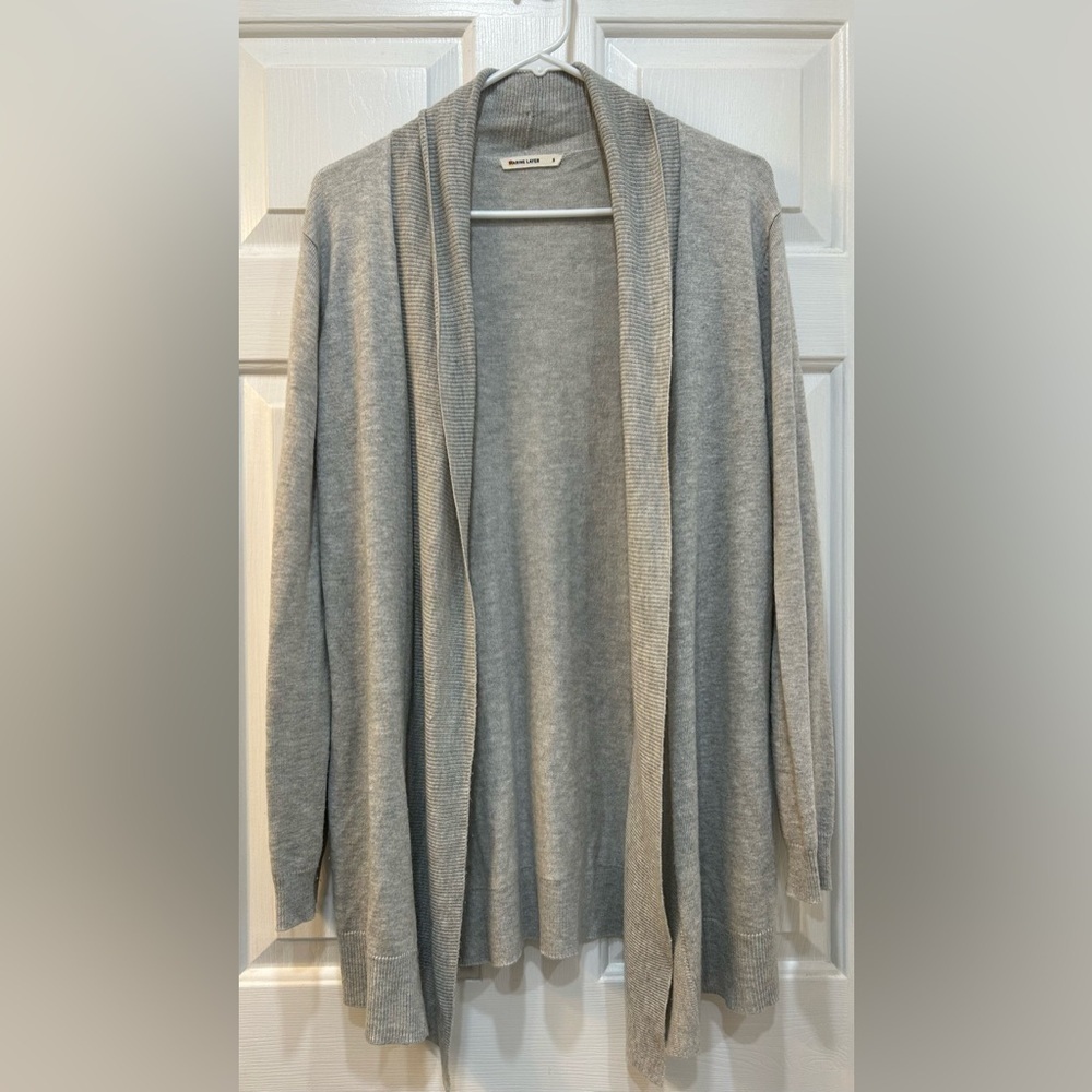 Marine Layer‎ Gray Ribbed Cuff Cardigan Cashmere Wool Infused Lightweight Sz S